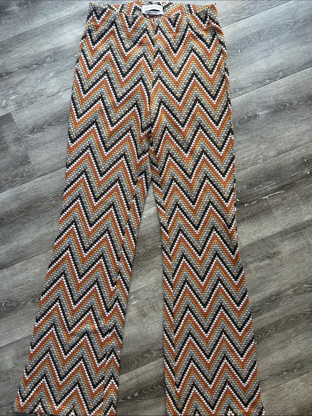 Urban Outfitters Chevron Pattern Wide Leg Pants in Brown, Black & Cream